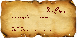 Kolompár Csaba névjegykártya